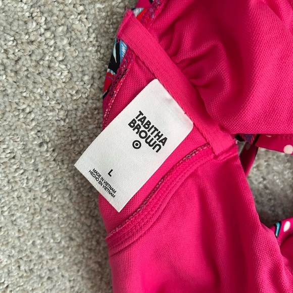 Tabitha Brown For‎ Target One Piece Swim Suit Size large Hot Pink Floral Cheeky - Picture 3 of 4